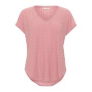 V-hals T-shirt Top Gebrande Lila Cream , Purple , Dames