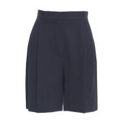 Blauwe Geplooide Bermuda Wijde Broek Harris Wharf London , Blue , Dame...