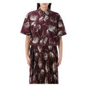 Bordeaux Gedrukt Shirt, Spread Kraag Sacai , Multicolor , Dames