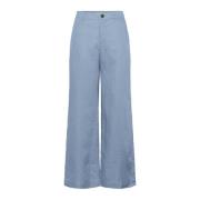 Wijde Linnen Broek Faded Denim Part Two , Blue , Dames