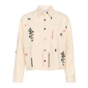 Geborduurde Denim Jack met Zakken Saint Tropez , Beige , Dames