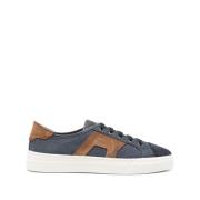 Blauwe Logo Sneakers met Suède Afwerking Santoni , Blue , Heren