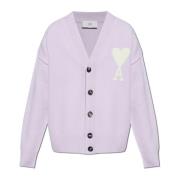 Cardigan met logo Ami Paris , Purple , Heren