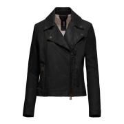 Leren Bikerjack BomBoogie , Black , Dames