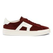 Suede Leren Sneaker Dubbele Gesp Santoni , Red , Heren