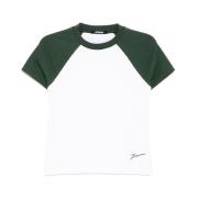 Witte Crew Neck Logo Patch T-shirt Jacquemus , White , Dames