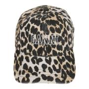 Leopard Print Baseball Cap Ganni , Multicolor , Dames