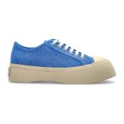 Blauwe Leren Sneakers Dikke Rubberen Zool Marni , Blue , Dames