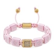 Women's Soft Pink Ceramic Flatbead Bracelet with Gold CZ Nialaya , Yel...