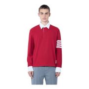 Handtekening Four-Bar Rugby Jersey Top Thom Browne , Red , Heren