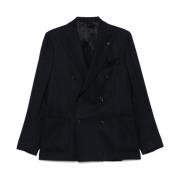 Blauwe double-breasted blazer met zakken Lardini , Blue , Heren