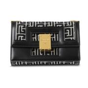 Kleine tweekleurige jacquard 1945 Heritage tas Balmain , Black , Dames