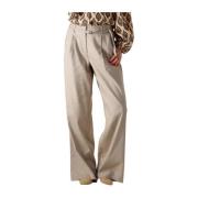 Wijde Linnen Twill Broek Summum Woman , Beige , Dames