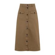 Bruine Katoenen Lange Rok met Zakken Saint Laurent , Brown , Dames