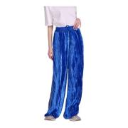 Wijde broek met logobanden 4Giveness , Blue , Dames