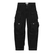 Zwarte Wijde Katoenen Jeans The Attico , Black , Dames