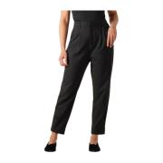 Zwarte Tailor Broek met Leren Accenten Copenhagen Muse , Black , Dames