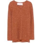 Lurex V-Neck Sweater Valentino , Orange , Dames