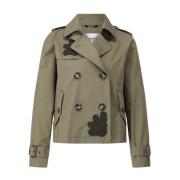 Korte trenchcoat met parel borduurwerk Bazar Deluxe , Green , Dames