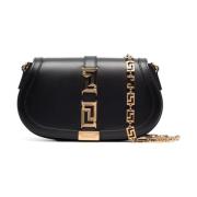 Leren Crossbody Tas Versace , Black , Dames