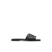 Leren slippers met logo Vic Matié , Black , Dames