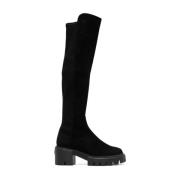 Zwarte leren kniehoge instaplaarzen Stuart Weitzman , Black , Dames