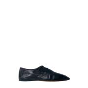 Gladleren veterschoenen Italië The Row , Black , Dames