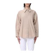 Macramé Shirt met Klassieke Kraag Dondup , Beige , Dames