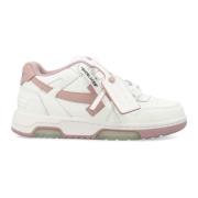 Witte Roze Leren Sneakers Trendy Stijl Off White , White , Dames