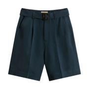 Blauwe Linnen Shorts voor Vrouwen Woolrich , Blue , Dames