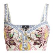 Bloemenprint Sweetheart Neckline Top Etro , Multicolor , Dames