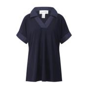 Stretch poloshirt met V-hals Joseph Ribkoff , Blue , Dames