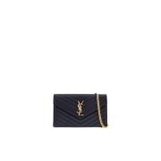 Zwarte leren Cassandre kettingtas Saint Laurent , Black , Dames