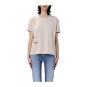 Logo Katoenen T-shirt Vierkante Snit Dondup , Beige , Dames