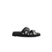 Zwarte Studs Platte Sandalen Toga Pulla , Black , Dames