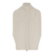 Witte Cropped Mouwloze Vest met Rits Sa Su Phi , White , Dames