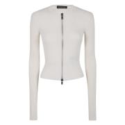 Geknipte Katoenen Vest met Rits Ann Demeulemeester , Beige , Dames