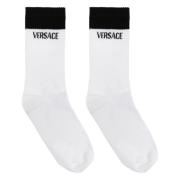 Zwarte en witte atletische sokken Versace , White , Dames