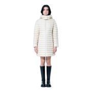 Gewatteerde Hooded Donsjas Moncler , White , Dames