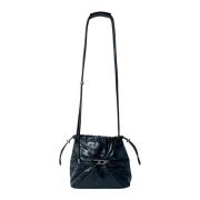 Gerimpelde Bucket Tas met Logo Hardware Diesel , Black , Dames