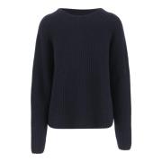 Katoen Kasjmier Crew Neck Sweater Navy Allude , Blue , Dames