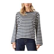 Blauw/Wit Gestreepte LS T-shirt Modström , Blue , Dames