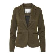 Elegante Jacquard Blazer Jas Zwart/Lizard Ichi , Green , Dames