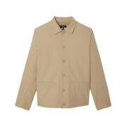 Beige militaire stijl textuur katoenen jas A.p.c. , Beige , Heren