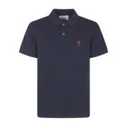 Blauwe Katoenen Polo Ami Paris , Blue , Heren