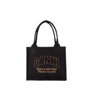 Zwarte Katoenen Shopper Tas Ganni , Black , Dames