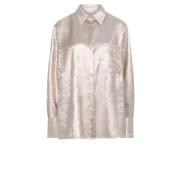 Metallic Lang Shirt met Glamour Dante 6 , Beige , Dames