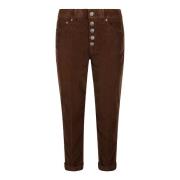 Fluwelen Loose Fit Enkellange Broek Dondup , Brown , Dames