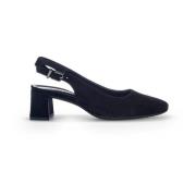 Zwarte suède leren pumps met achterband Gabor , Black , Dames