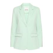 Groene Blazer Jas Lange Mouw Slim Fit Ichi , Green , Dames